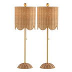 Set of Two 28" Brown Table Lamps With Drum Shades