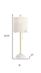 Set of Two 28" White Table Lamps With Drum Shades