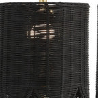 Set of Two 28" Black Table Lamps With Drum Shades