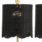 Set of Two 28" Black Table Lamps With Drum Shades