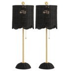 Set of Two 28" Black Table Lamps With Drum Shades