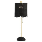 Set of Two 28" Black Table Lamps With Drum Shades