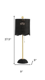 Set of Two 28" Black Table Lamps With Drum Shades