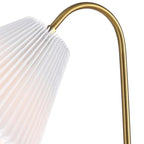 22" Gold Ribbed Swing Arm Geometric Arched Lamp With Empire Shade