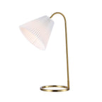 22" Gold Ribbed Swing Arm Geometric Arched Lamp With Empire Shade