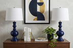 Set of Two 29" Blue Novelty Table Lamps With Drum Shades