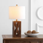 22" Brown Table Lamp With Drum Shade