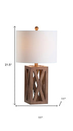 Set of Two 22" Brown Table Lamps With Drum Shades