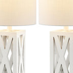 Set of Two 22" White Table Lamps With Drum Shades
