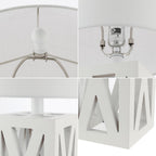 Set of Two 22" White Table Lamps With Drum Shades