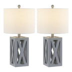 Set of Two 22" Gray Table Lamps With Drum Shades