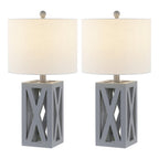Set of Two 22" Gray Table Lamps With Drum Shades