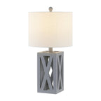 Set of Two 22" Gray Table Lamps With Drum Shades