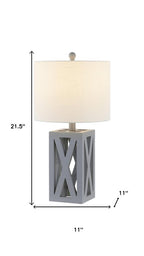 Set of Two 22" Gray Table Lamps With Drum Shades