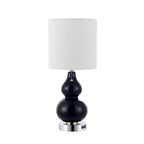 Set of Two 22" Silver Gourd Table Lamps With Drum Shades