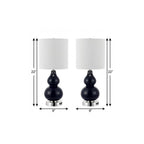 Set of Two 22" Silver Gourd Table Lamps With Drum Shades