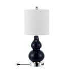 Set of Two 22" Silver Gourd Table Lamps With Drum Shades