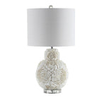 24" Off White Seashell Table Lamp With White Drum Shade