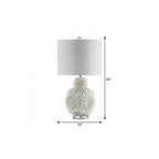 24" Off White Seashell Table Lamp With White Drum Shade