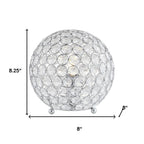 8" Silver Geometric Globe Table Lamp With Globe