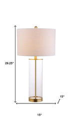29" Gold Table Lamp With Drum Shade