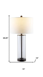 29" Antiqued Bronze Table Lamp With Drum Shade