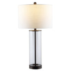 29" Antiqued Bronze Table Lamp With Drum Shade