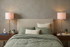 Set of Two 35" Clear And Brass Table Lamps With Drum Shades
