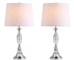 Set of Two 26" Clear And Silver Novelty Table Lamps With Drum Shades