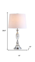 Set of Two 26" Clear And Silver Novelty Table Lamps With Drum Shades