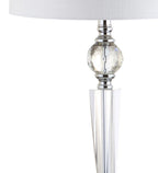 Set of Two 31" Clear And Silver Table Lamps With Drum Shades