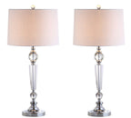 Set of Two 31" Clear And Silver Table Lamps With Drum Shades