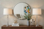 Set of Two 31" Clear And Silver Table Lamps With Drum Shades