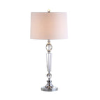 Set of Two 31" Clear And Silver Table Lamps With Drum Shades