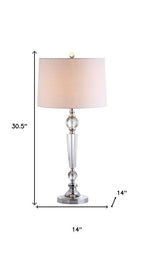 Set of Two 31" Clear And Silver Table Lamps With Drum Shades