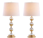 Set of Two 28" Gold Round Bedside Lamps With Drum Shades