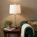 28" Silver Table Lamp With Drum Shade