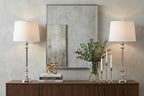 Set of Two 33" Silver Table Lamps With Drum Shades