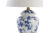 22" Blue Gold And White Urn Table Lamp With Empire Shade