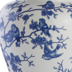22" Blue Gold And White Urn Table Lamp With Empire Shade