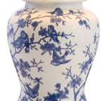 Set of Two 22" White Blue And Gold Urn Table Lamps With Empire Shades