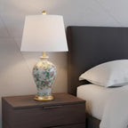 24" Gold And Off White Urn Table Lamp With Empire Shade