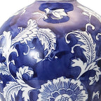 24" Blue Gold And White Urn Bedside Lamp With Empire Shade