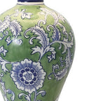 24" Green And Gold Urn Table Lamp With Empire Shade