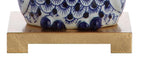 16" Blue Gold And White Novelty Table Lamp With Empire Shade