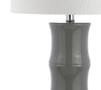 27" Gray And Clear Gourd Bedside Lamp With Drum Shade