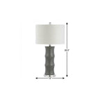 27" Gray And Clear Gourd Bedside Lamp With Drum Shade