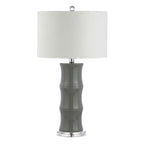 27" Gray And Clear Gourd Bedside Lamp With Drum Shade