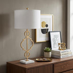 31" White Novelty Table Lamp With Drum Shade