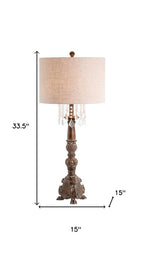 34" Brown Novelty Table Lamp With Drum Shade